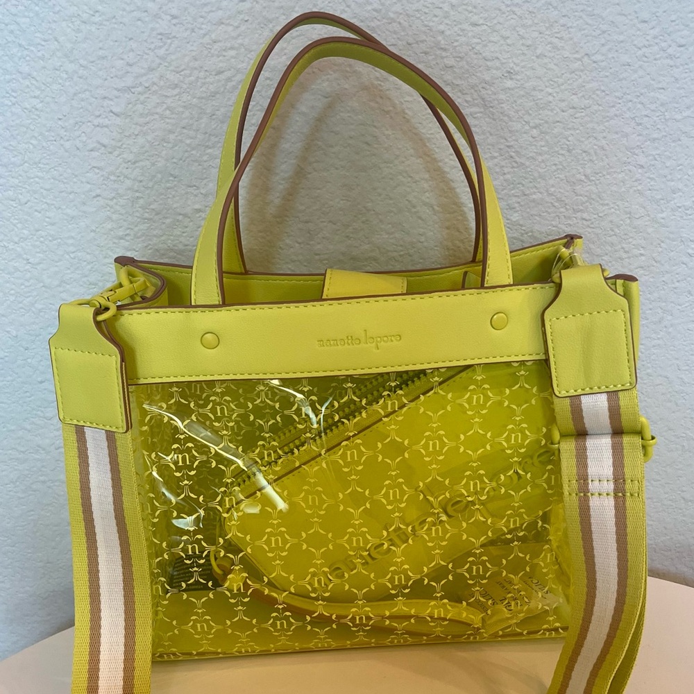 Nanette Lepore Clear Satchell with wristlet Lime Green